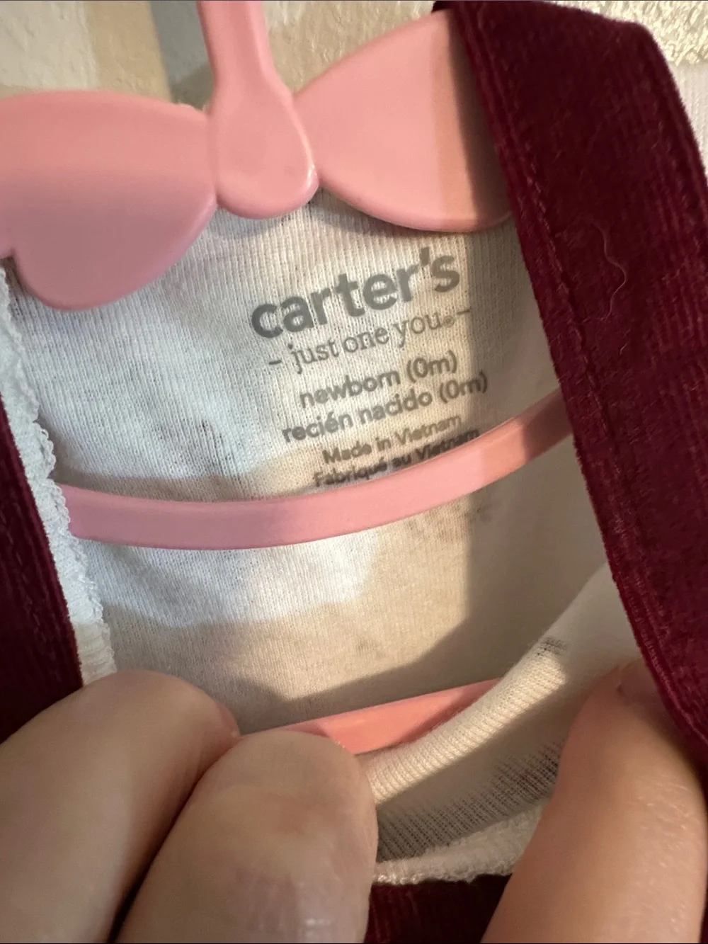 Carter's Burgundy Corduroy Overall Romper with White Floral Top